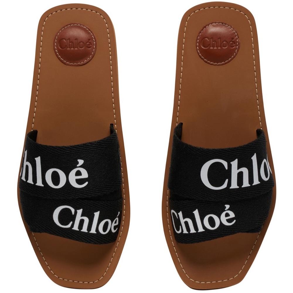 Chloe Woody Logo Slide Sandals Black Size 35 EU / 5 US NIB - Picture 8 of 10
